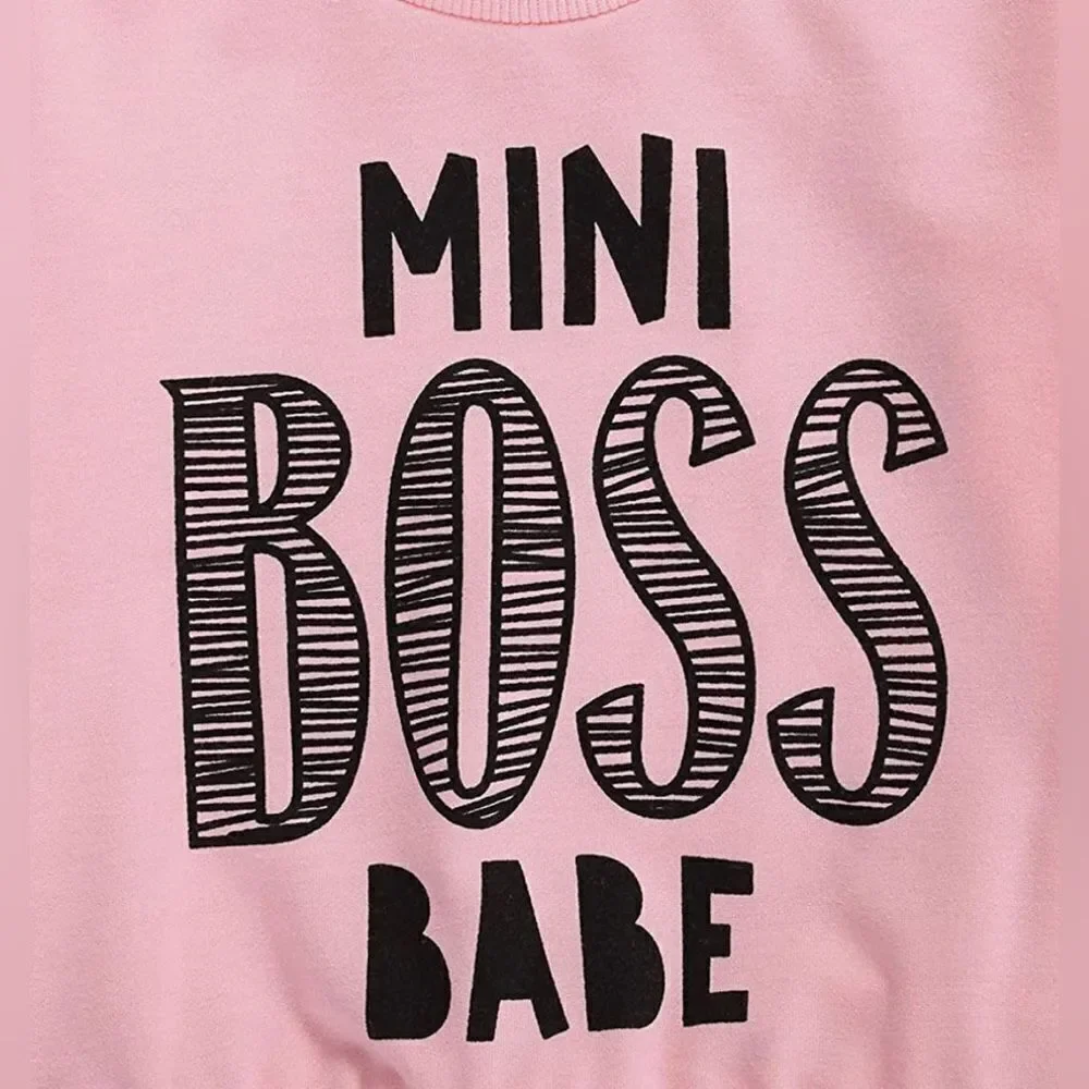 Mini Boss Babe Baby Toddler Girl 3 Piece Outfit New!